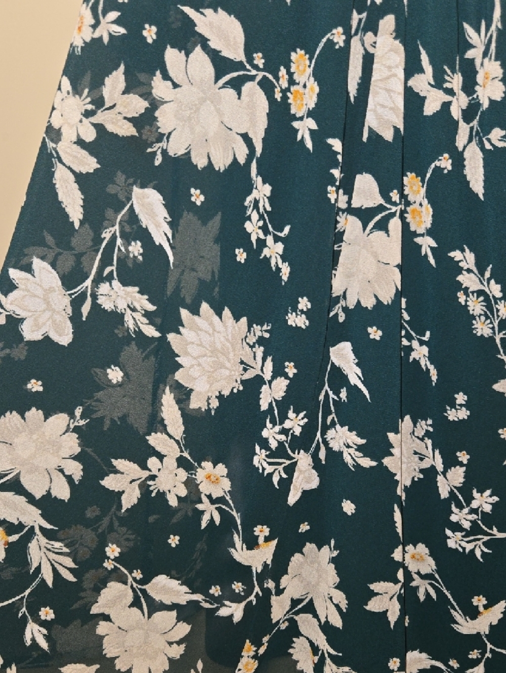 torrid Green Floral Off Shoulder Dress with Cream Blooms - Picture 3 of 4